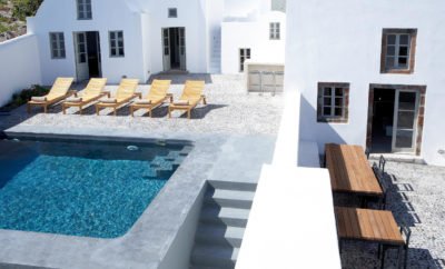 Santorini Pyrgos Villa Lucia 2 pools and sunset view