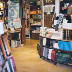 7. A-righteous-cause-Free-Santorini-from-its-sunset-fame-Rent-A-Greek-Villa The indoors of the Atlantis Bookstore in Oia Santorini