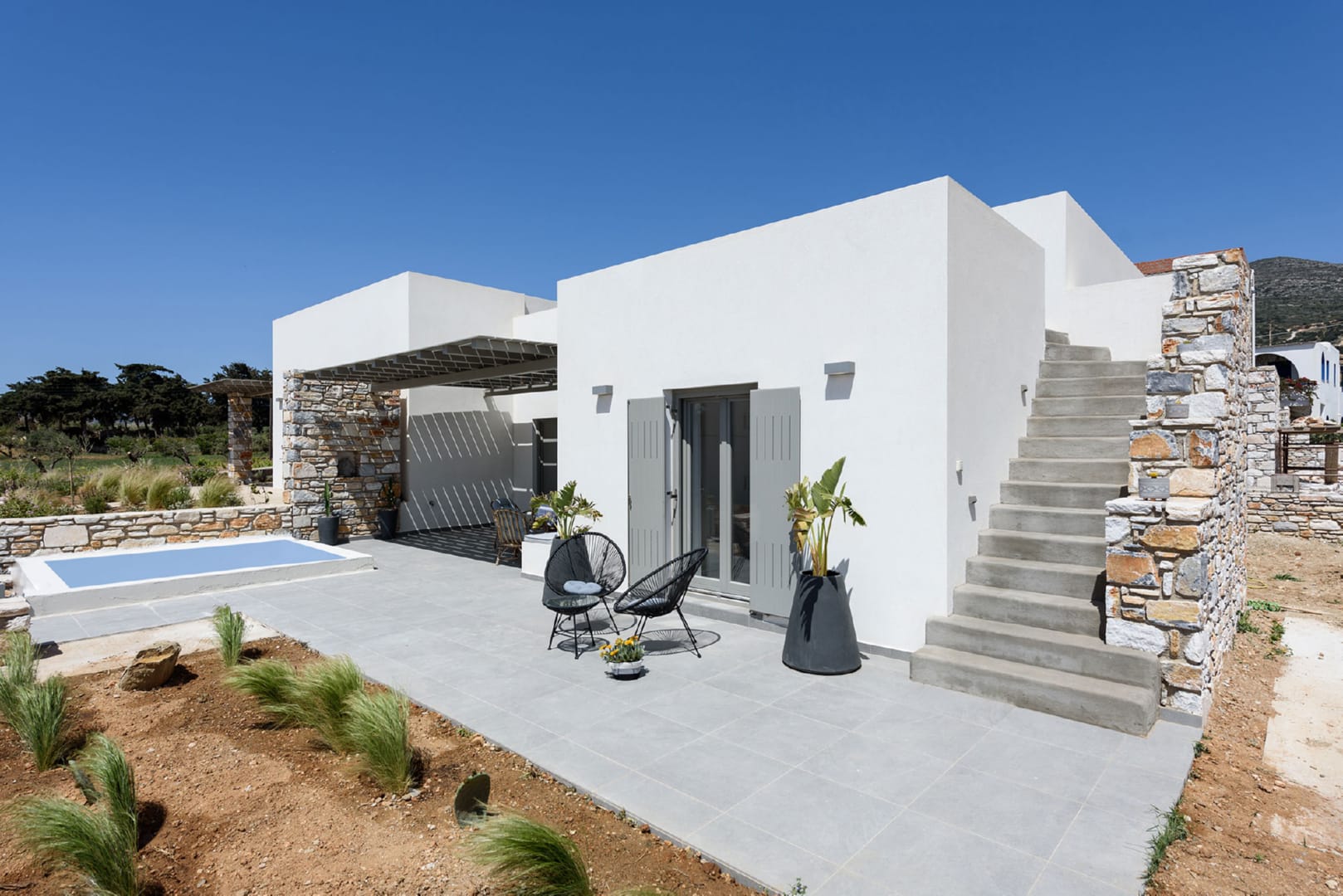 exterior of the Cycladic Villa Malina in Drios Paros by Rent A Greek Villa