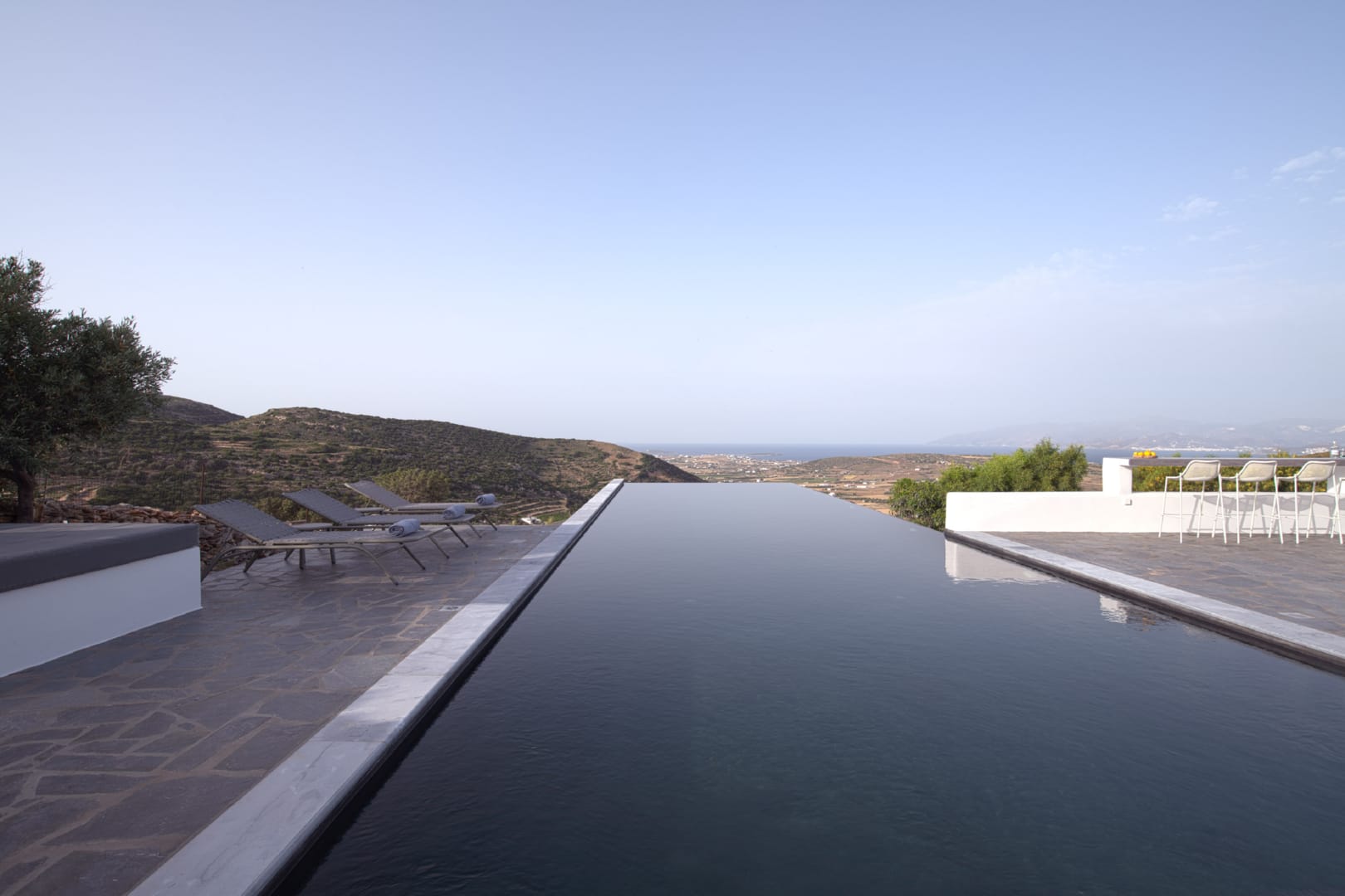 the 20x5 infinity pool found at the secluded Villa Cella in Paros by Rent A Greek Villa