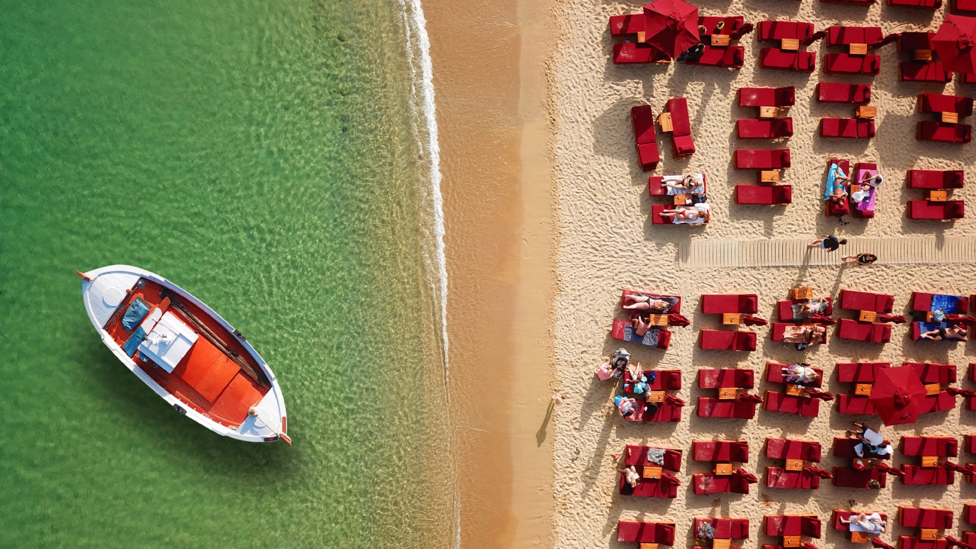 A beach in Mykonos as seen from above that is included in the 2023 Hot Spots of the island.